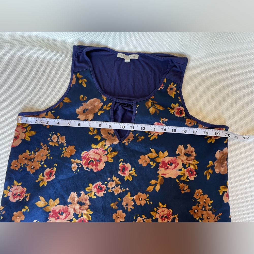 41 Hawthorn Size Large Navy Blue Sleeveless Blouse Floral Print Cutout - Picture 5 of 7